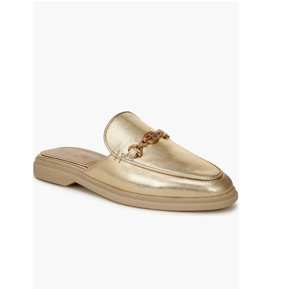 Sam Edelman Kira Bit Mules Amber Gold Leather Women’s 5.5 Gold tone Hardware